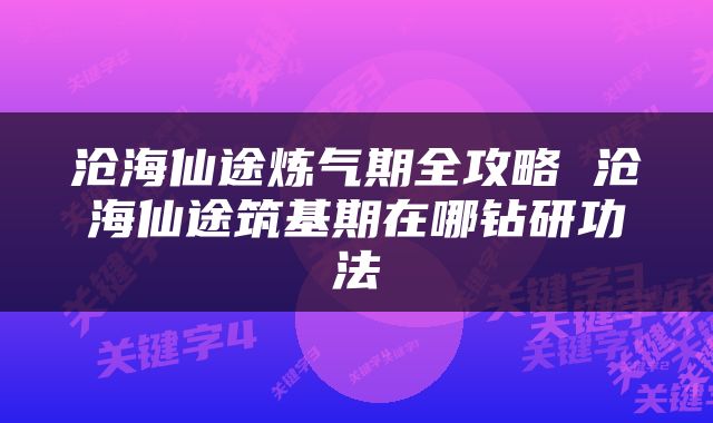 沧海仙途炼气期全攻略 沧海仙途筑基期在哪钻研功法