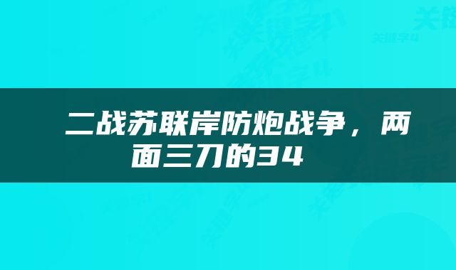  二战苏联岸防炮战争，两面三刀的34 