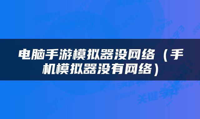 电脑手游模拟器没网络（手机模拟器没有网络）