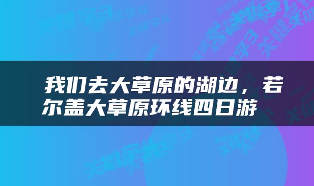  我们去大草原的湖边，若尔盖大草原环线四日游 