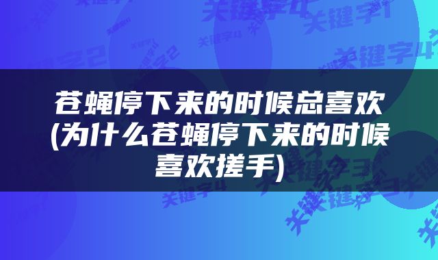 苍蝇停下来的时候总喜欢(为什么苍蝇停下来的时候喜欢搓手)