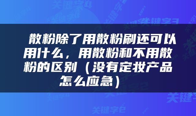  散粉除了用散粉刷还可以用什么，用散粉和不用散粉的区别（没有定妆产品怎么应急） 