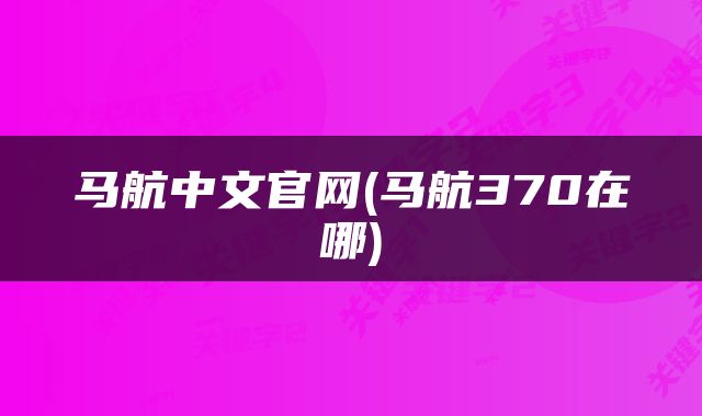 马航中文官网(马航370在哪)