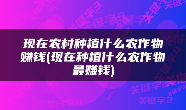 现在农村种植什么农作物赚钱(现在种植什么农作物最赚钱)