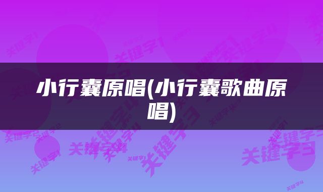 小行囊原唱(小行囊歌曲原唱)