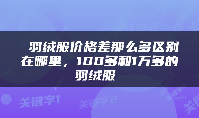  羽绒服价格差那么多区别在哪里，100多和1万多的羽绒服 