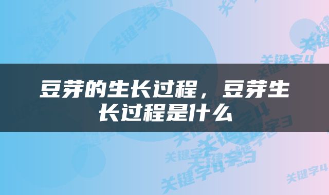 豆芽的生长过程，豆芽生长过程是什么