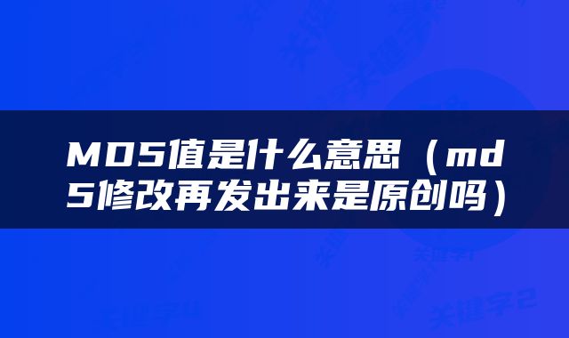 MD5值是什么意思（md5修改再发出来是原创吗）