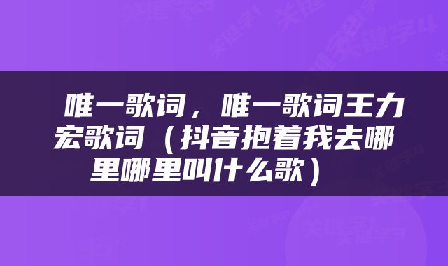  唯一歌词，唯一歌词王力宏歌词（抖音抱着我去哪里哪里叫什么歌） 
