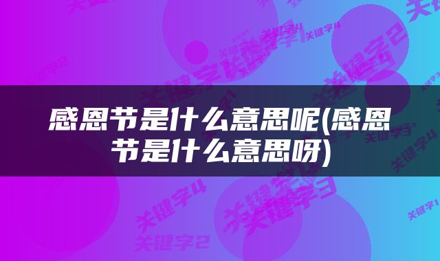 感恩节是什么意思呢(感恩节是什么意思呀)
