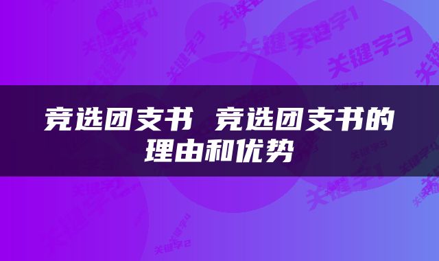 竞选团支书 竞选团支书的理由和优势