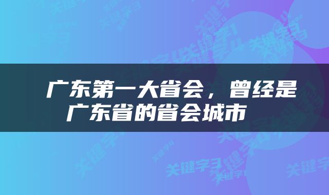  广东第一大省会，曾经是广东省的省会城市 
