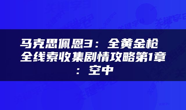 马克思佩恩3：全黄金枪 全线索收集剧情攻略第1章：空中