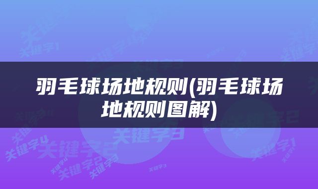 羽毛球场地规则(羽毛球场地规则图解)