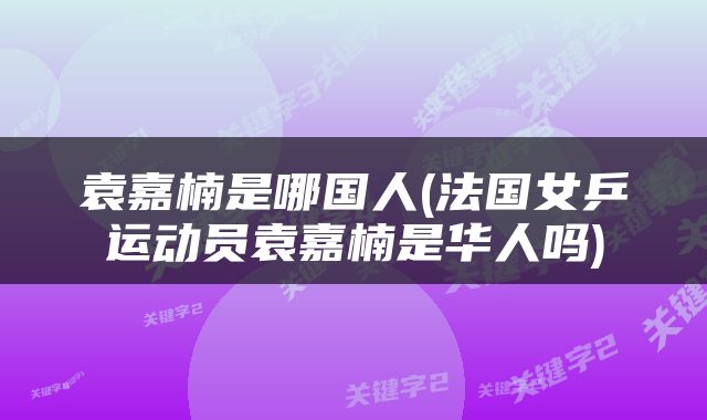 袁嘉楠是哪国人(法国女乒运动员袁嘉楠是华人吗)