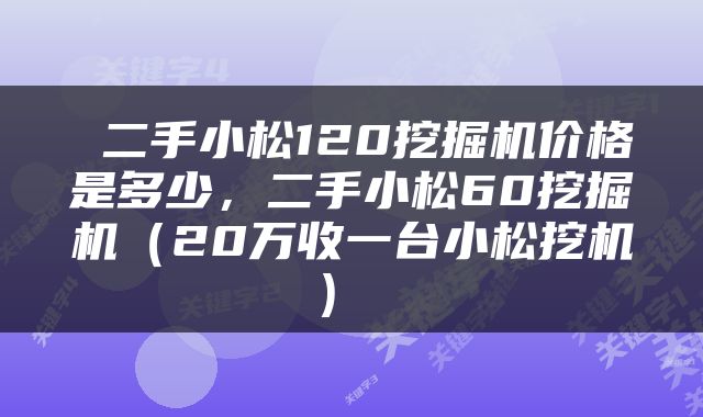  二手小松120挖掘机价格是多少，二手小松60挖掘机（20万收一台小松挖机） 
