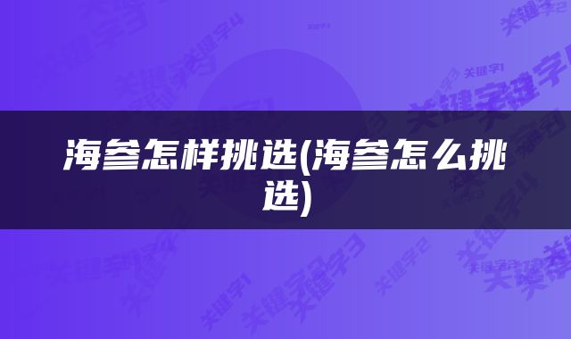 海参怎样挑选(海参怎么挑选)