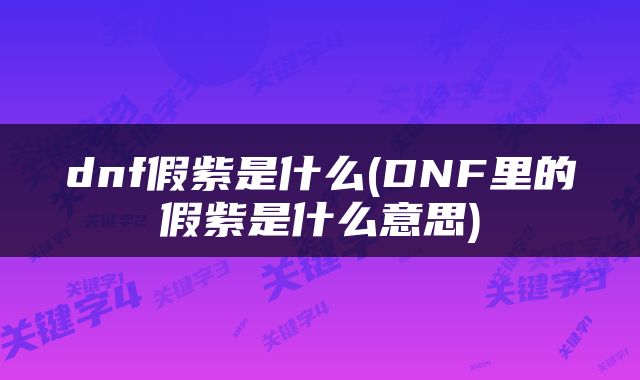 dnf假紫是什么(DNF里的假紫是什么意思)
