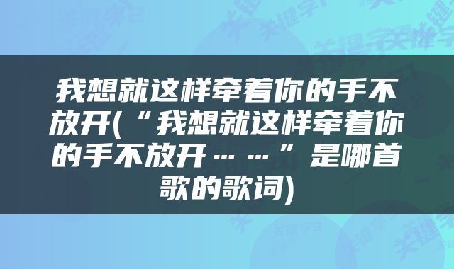 我想就这样牵着你的手不放开(“我想就这样牵着你的手不放开……”是哪首歌的歌词)
