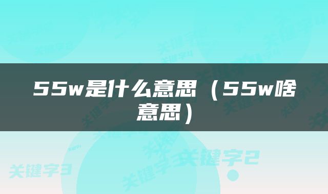 55w是什么意思（55w啥意思）