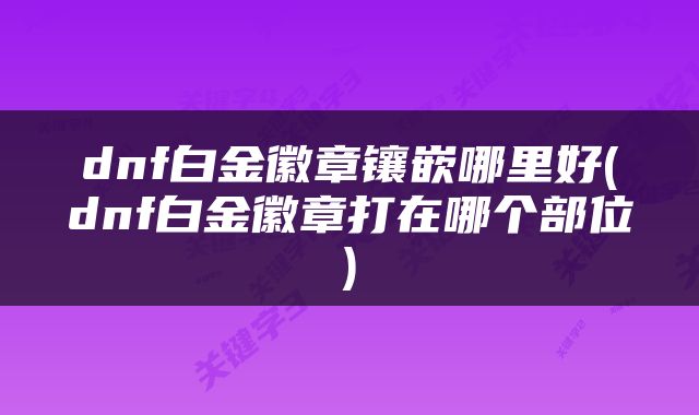 dnf白金徽章镶嵌哪里好(dnf白金徽章打在哪个部位)