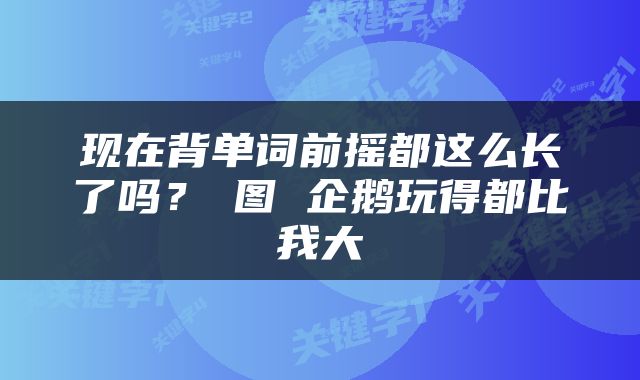 现在背单词前摇都这么长了吗？囧图 企鹅玩得都比我大