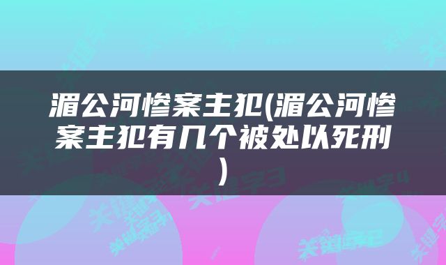 湄公河惨案主犯(湄公河惨案主犯有几个被处以死刑)