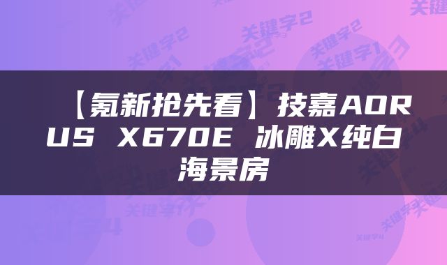 【氪新抢先看】技嘉AORUS X670E 冰雕X纯白海景房