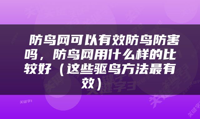  防鸟网可以有效防鸟防害吗，防鸟网用什么样的比较好（这些驱鸟方法最有效） 