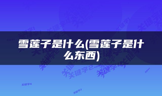 雪莲子是什么(雪莲子是什么东西)