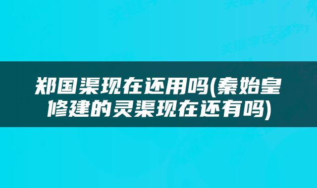 郑国渠现在还用吗(秦始皇修建的灵渠现在还有吗)