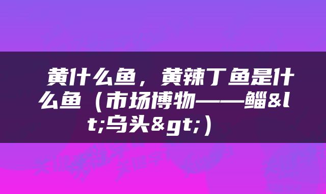  黄什么鱼，黄辣丁鱼是什么鱼（市场博物——鲻<乌头>） 