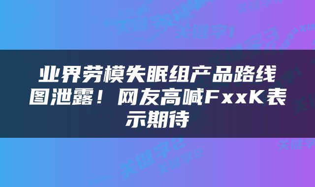 业界劳模失眠组产品路线图泄露！网友高喊FxxK表示期待
