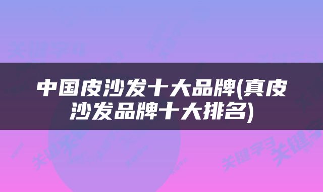 中国皮沙发十大品牌(真皮沙发品牌十大排名)