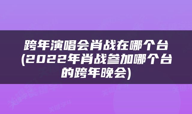 跨年演唱会肖战在哪个台(2022年肖战参加哪个台的跨年晚会)