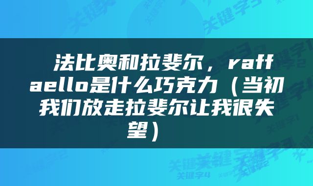  法比奥和拉斐尔，raffaello是什么巧克力（当初我们放走拉斐尔让我很失望） 