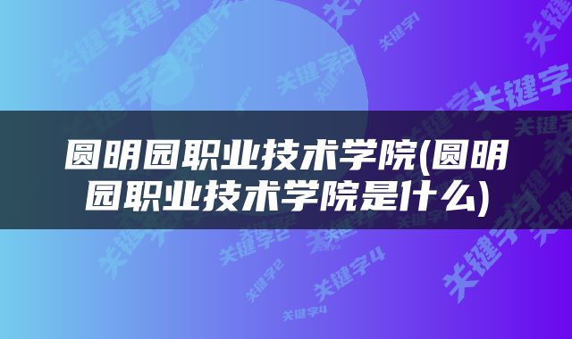 圆明园职业技术学院(圆明园职业技术学院是什么)