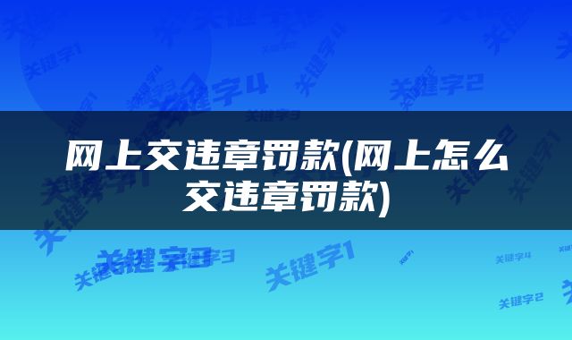网上交违章罚款(网上怎么交违章罚款)
