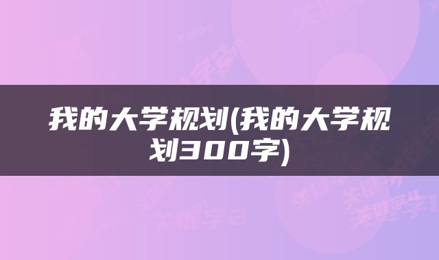 我的大学规划(我的大学规划300字)
