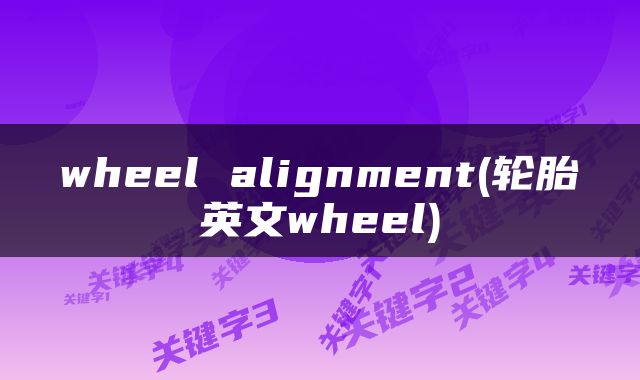 wheel alignment(轮胎英文wheel)