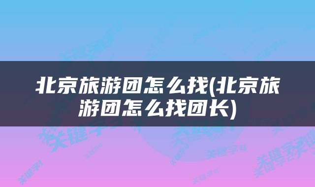北京旅游团怎么找(北京旅游团怎么找团长)
