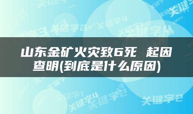 山东金矿火灾致6死 起因查明(到底是什么原因)