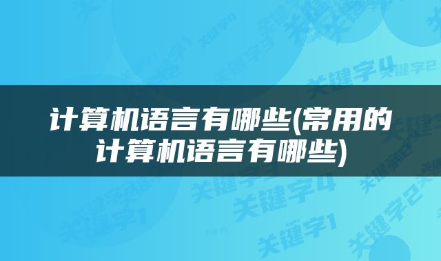 计算机语言有哪些(常用的计算机语言有哪些)