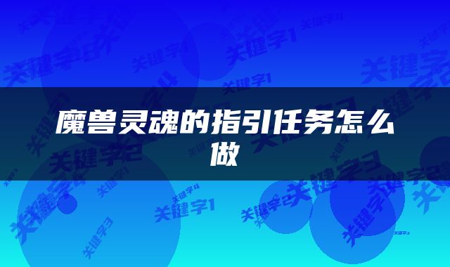 魔兽灵魂的指引任务怎么做