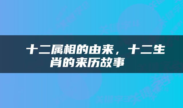 十二属相的由来，十二生肖的来历故事 