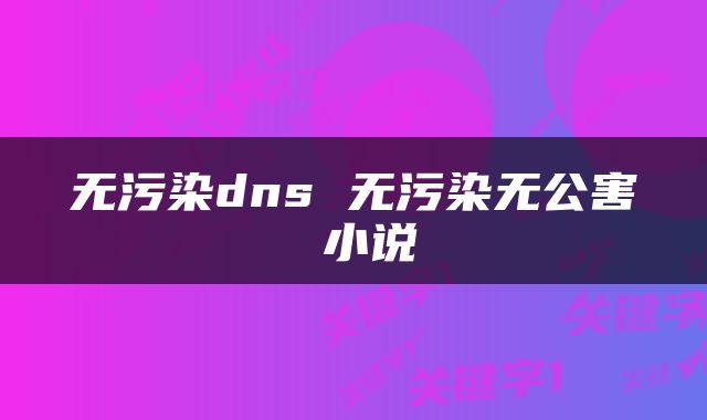 无污染dns 无污染无公害 小说