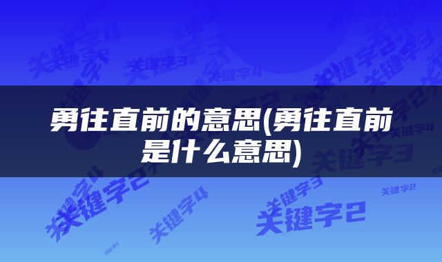 勇往直前的意思(勇往直前是什么意思)