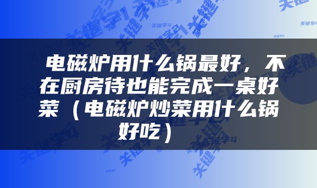  电磁炉用什么锅最好，不在厨房待也能完成一桌好菜（电磁炉炒菜用什么锅好吃） 