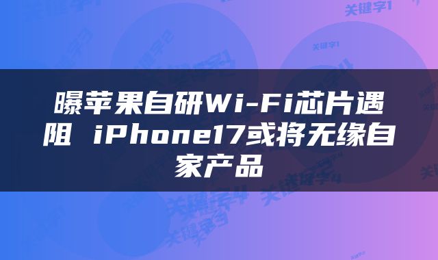 曝苹果自研Wi-Fi芯片遇阻 iPhone17或将无缘自家产品