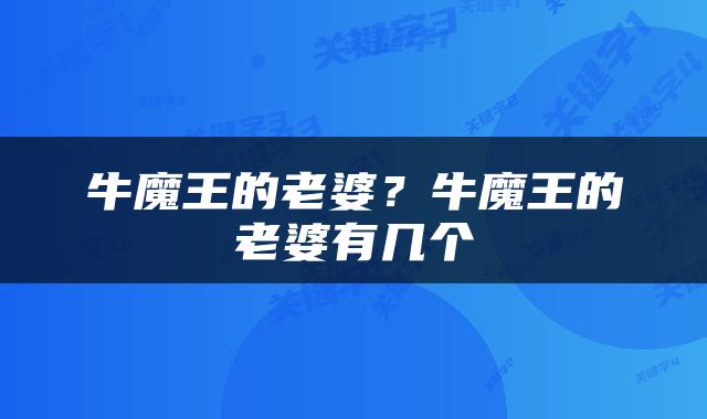 牛魔王的老婆？牛魔王的老婆有几个